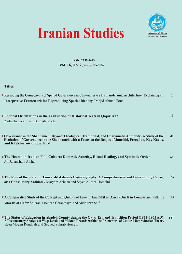 Rereading the Components of Spatial Governance in Contemporary Iranian-Islamic Architecture: Explaining an Interpretive Framework for Reproducing Spatial Identity 