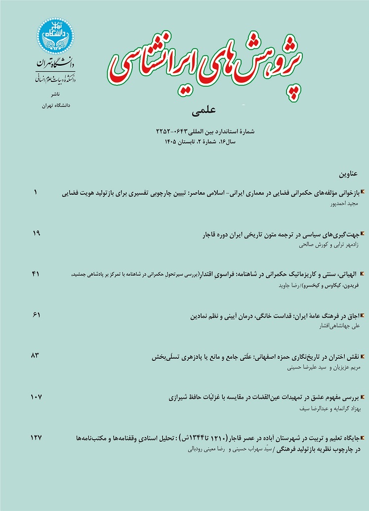 بازخوانی مؤلفه‌های حکمرانی فضایی در معماری ایرانی_اسلامی معاصر: تبیین چارچوبی تفسیری برای بازتولید هویت فضایی 